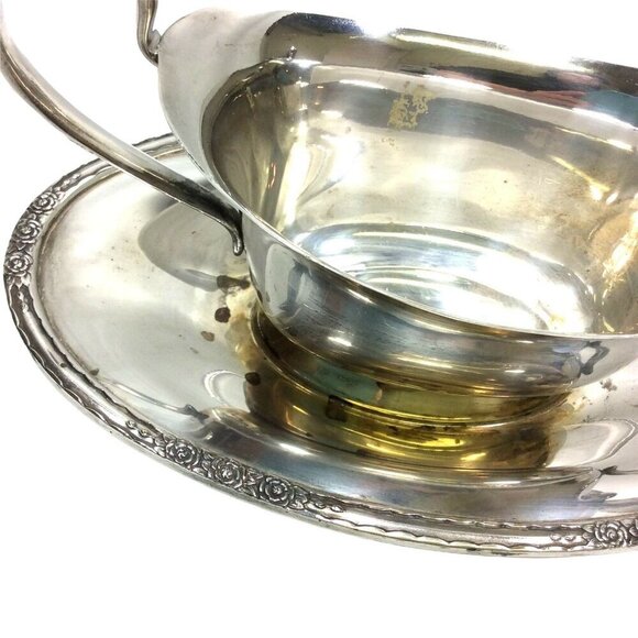 International Silver Camille Silverplate Gravy Boat Attached Underplate Vintage - Picture 6 of 9